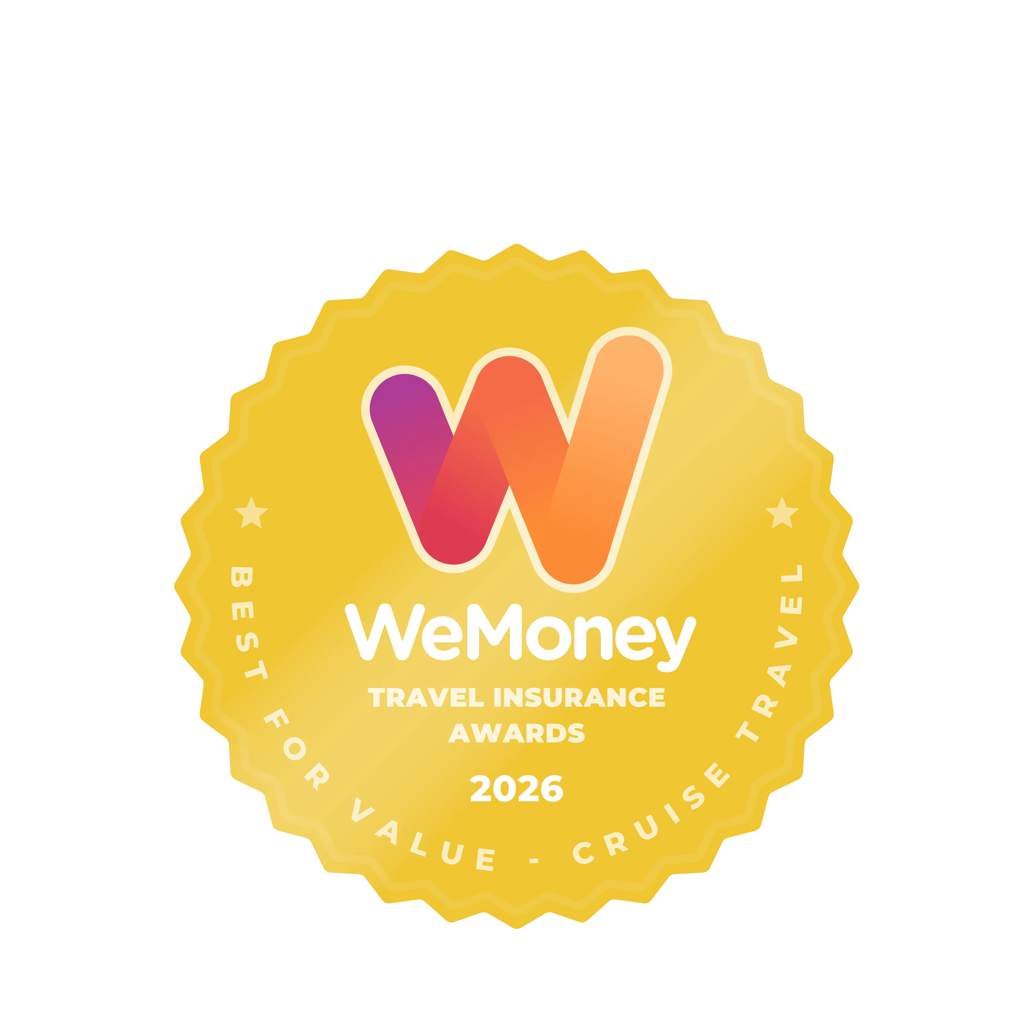 Travel Insurance Awards 2026 Best for Value - Cruise Travel winner badge awarded to Tick Travel Insurance.